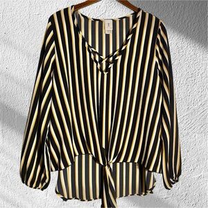 Lilian Striped V- Neck Blouse